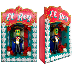 Handmade Deluxe Shadow Box Nicho - El Rey - Mariachi Los Muertos Series