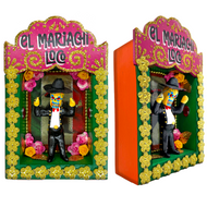 Handmade Deluxe Shadow Box Nicho - El Mariachi Loco - Mariachi Los Muertos Series Shadow Boxes Mariachi Los Muertos   