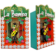 Handmade Deluxe Shadow Box Nicho - La Bamba - Mariachi Los Muertos Series Shadow Boxes Mariachi Los Muertos   