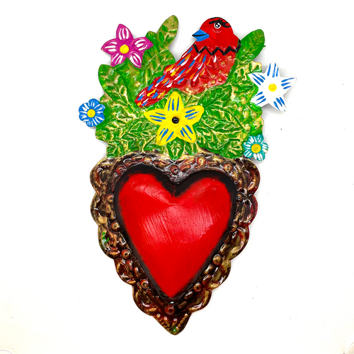 Handmade Tin Mexican Milagro Hearts - Patio Bird