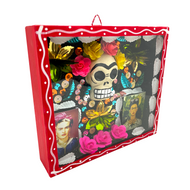 Handmade Framed Frida Tribute Wall Art Piece Art & Decor Mexico   