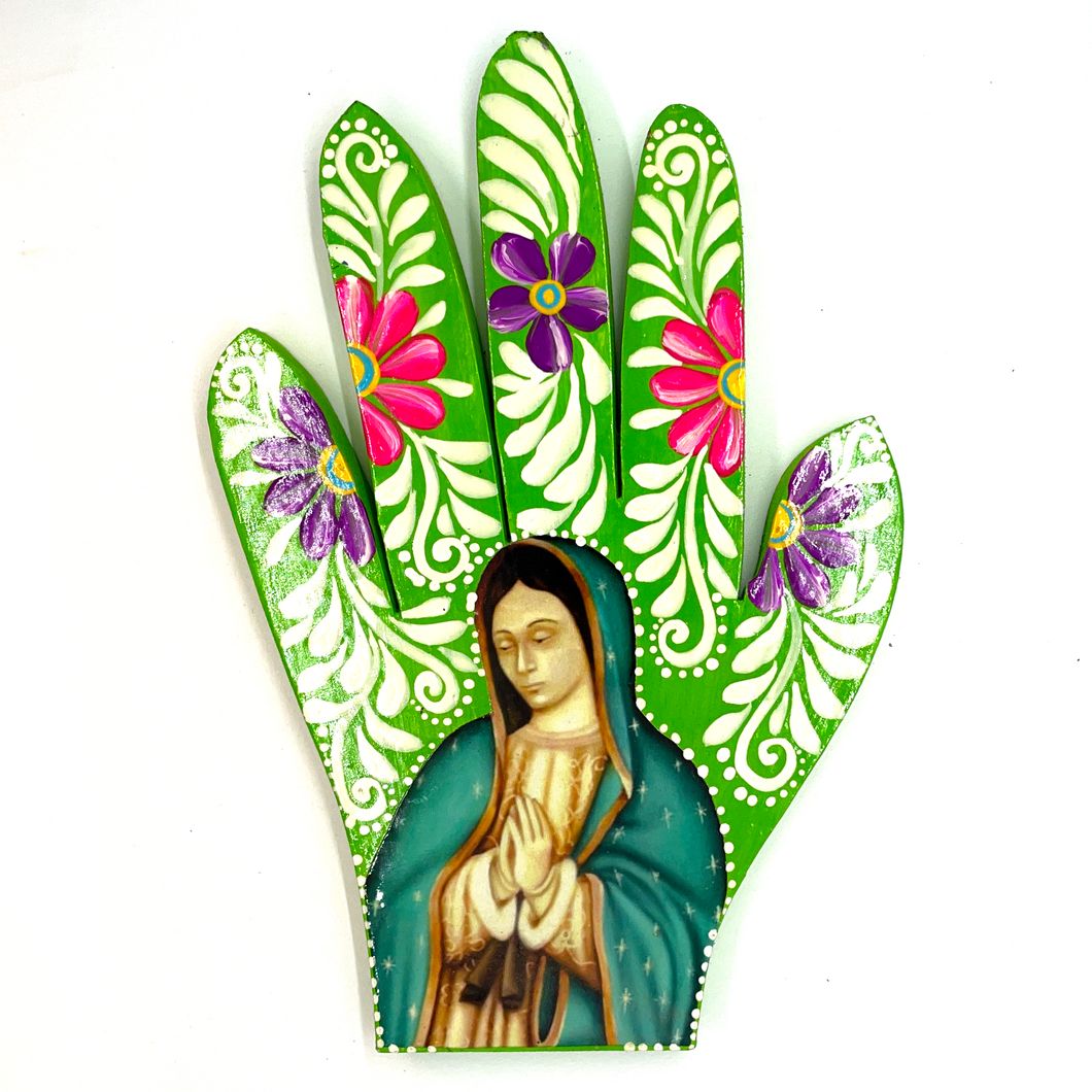 Handmade Mexican Wood Milagro Hands - Virgen de Guadalupe Art & Decor Muertolandia.com Torso 17  