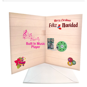 Musical Greeting Card - Feliz Navidad - Serape Stocking