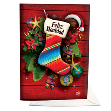 Load image into Gallery viewer, Musical Greeting Card - Feliz Navidad - Serape Stocking