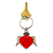 Load image into Gallery viewer, Metal Flying Milagro Heart Keychain Llavero