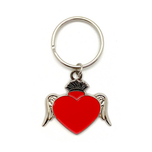 Metal Flying Milagro Heart Keychain Llavero