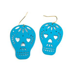 Metallic Papel Picado Style Calavera Sugar Skull Earrings