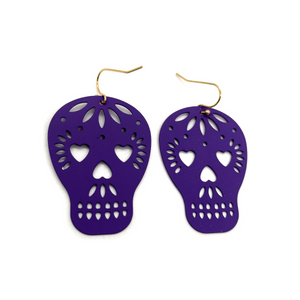 Metallic Papel Picado Style Calavera Sugar Skull Earrings