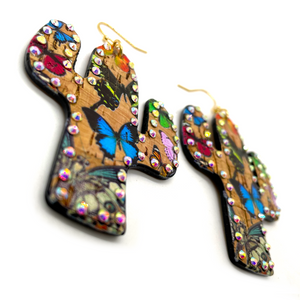 Leather Cactus Butterfly Earrings