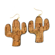 Load image into Gallery viewer, Leather Cactus Butterfly Earrings