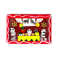 Handmade Window Shadow Box Nicho - Lovely Dogs Shadow Boxes Mexico CC Dog & Dog Red Wood Box Calaca  