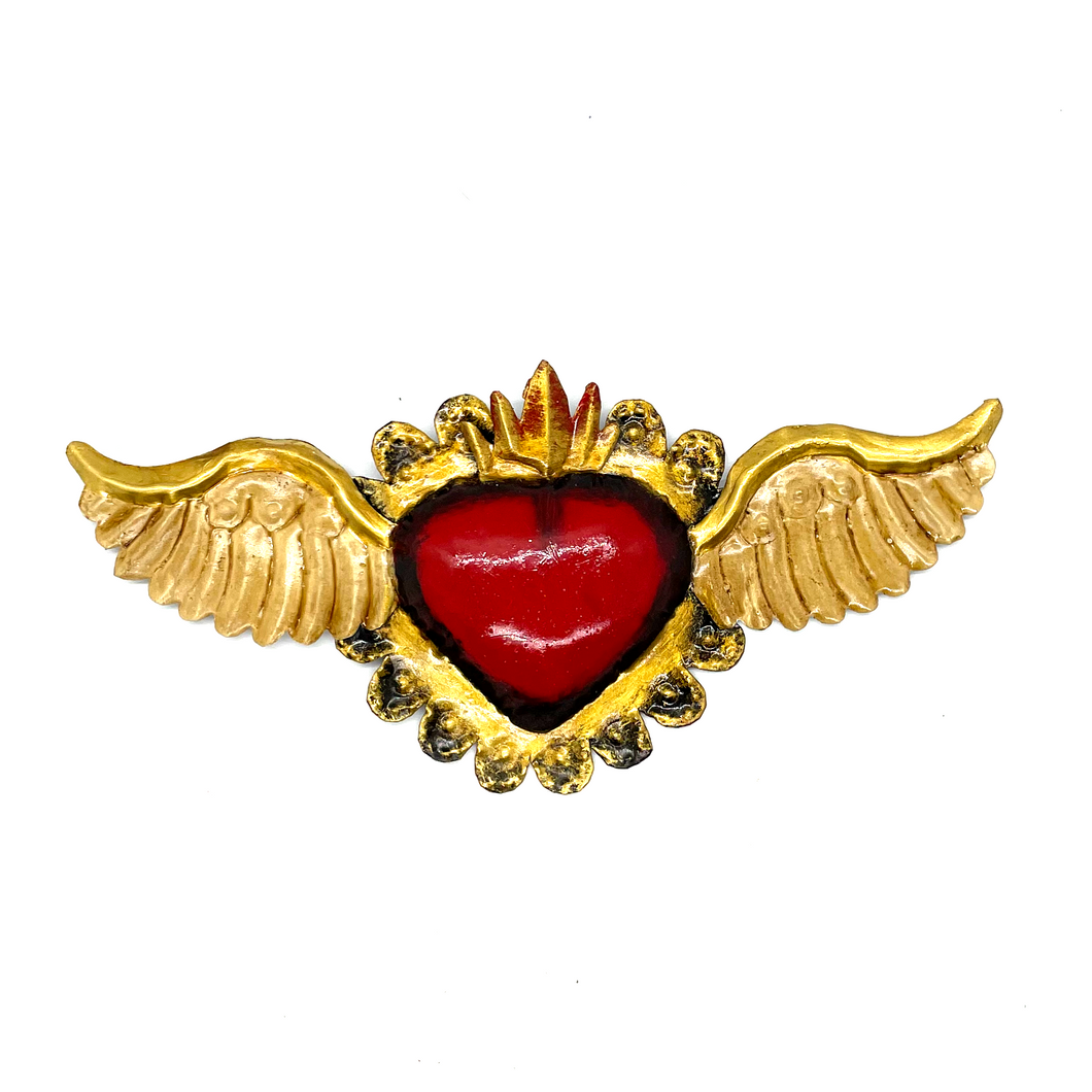 Handmade Tin Mexican Flying Milagro Hearts - Cielo Fino
