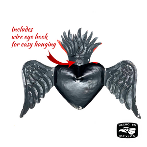 Handmade Tin Mexican Flying Milagro Hearts - Angel Wings