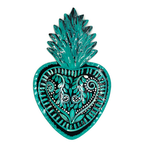 Handmade Tin Mexican Milagro Hearts - Folklorico Series