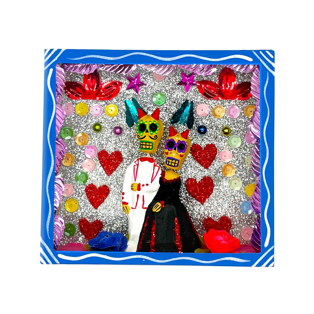 Handmade Framed Amor Prohibido Diablitos Wall Art Piece