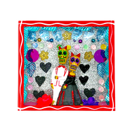 Handmade Framed Amor Prohibido Diablitos Wall Art Piece Art & Decor Mexico CC Red Wood Frame  