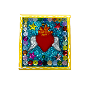 Handmade Framed Flying Milagro Heart Magnet