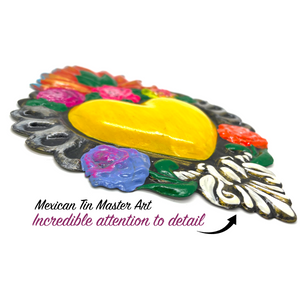 Handmade Tin Mexican Milagro Hearts - San Miguel de Flores