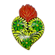 Handmade Tin Mexican Milagro Hearts - Corazonado de Milagro Tin Milagro Hearts Mexico MH Green  