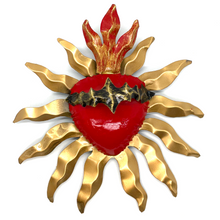 Load image into Gallery viewer, Handmade Tin Mexican Milagro Hearts - Corazon Espinado