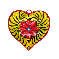 Handmade Tin Mexican Milagro Hearts - Corazon Simpatico Tin Milagro Hearts Mexico MH Yellow  