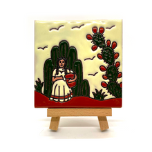 Load image into Gallery viewer, Handmade Clay Tile and Stand - Linda Nopal