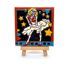 Load image into Gallery viewer, Handmade Clay Tile and Stand - Dancing Queen