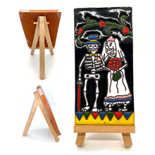 Load image into Gallery viewer, Handmade Mexican Clay Tile and Stand - Novios (Tall)