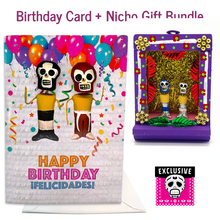 Load image into Gallery viewer, Luchadores Musical Birthday Card + Gift Bundle Greeting Cards Muertolandia.com Card + Lavender Nicho  