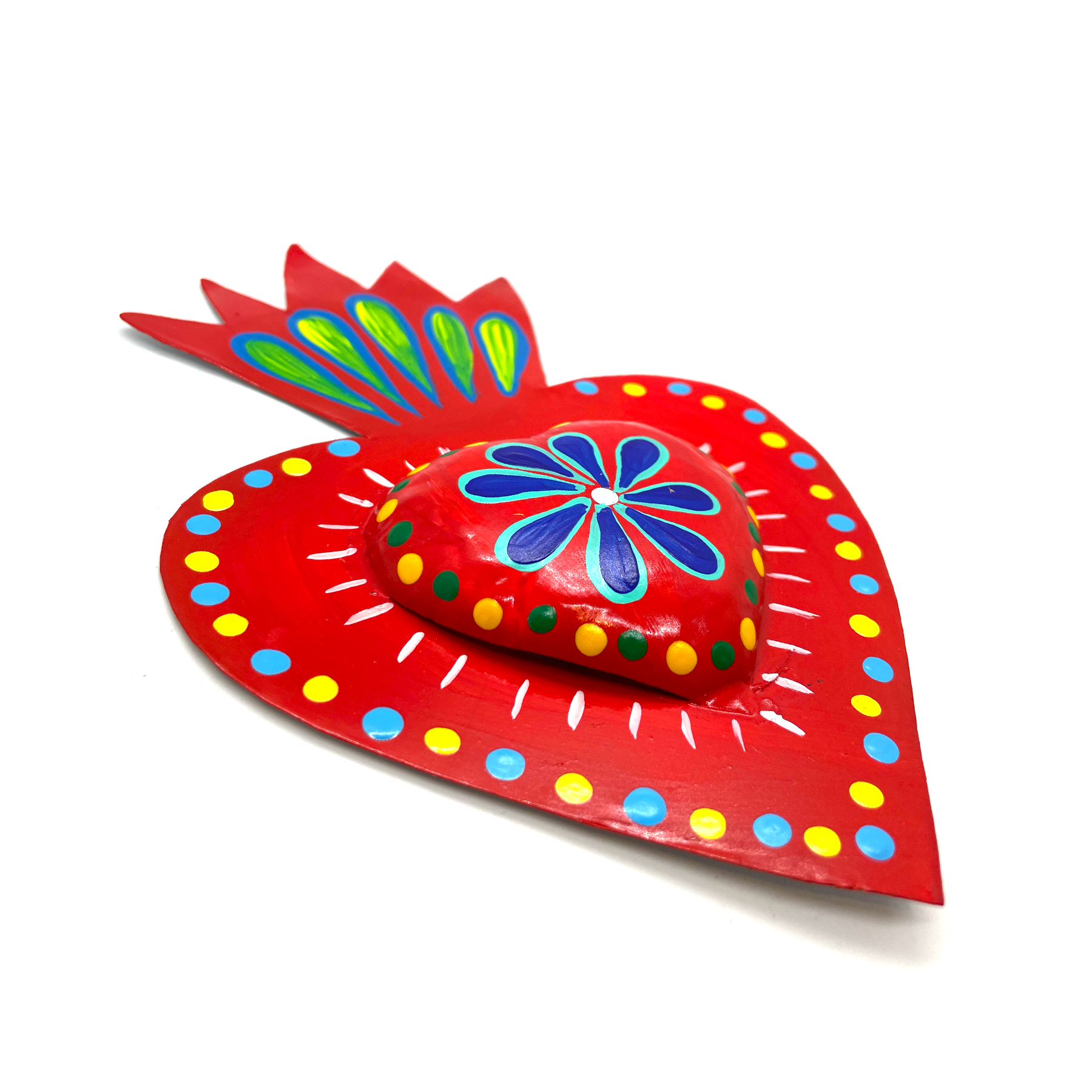 Handmade Tin Mexican Milagro Heart - Super Mario Flor