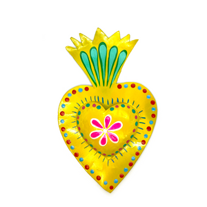 Handmade Tin Mexican Milagro Heart - Super Mario Flor