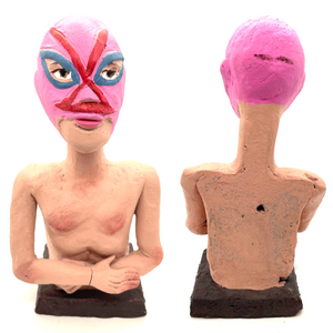 Handmade Folk Art - Luchador, Mexican Wrestler Art & Decor Mexico Jalisco Pink  