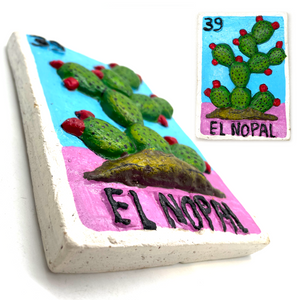 Mexican Handmade JUMBO Clay 3D Loteria Tile - No 39 El Nopal