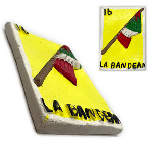 Mexican Handmade JUMBO Clay 3D Loteria Tile - No 16 La Bandera