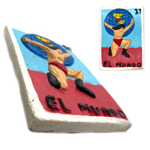 Load image into Gallery viewer, Mexican Handmade JUMBO Clay 3D Loteria Tile - No 37 El Mundo