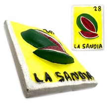 Load image into Gallery viewer, Mexican Handmade JUMBO Clay 3D Loteria Tile- No 28 La Sandia
