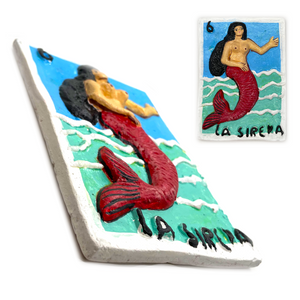 Mexican Handmade JUMBO Clay 3D Loteria Tile - No 6 La Sirena