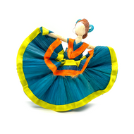 Handmade Mexican Corn Husk Tamal Folklorico Dancer Doll Art & Decor Mexico LA Teal  