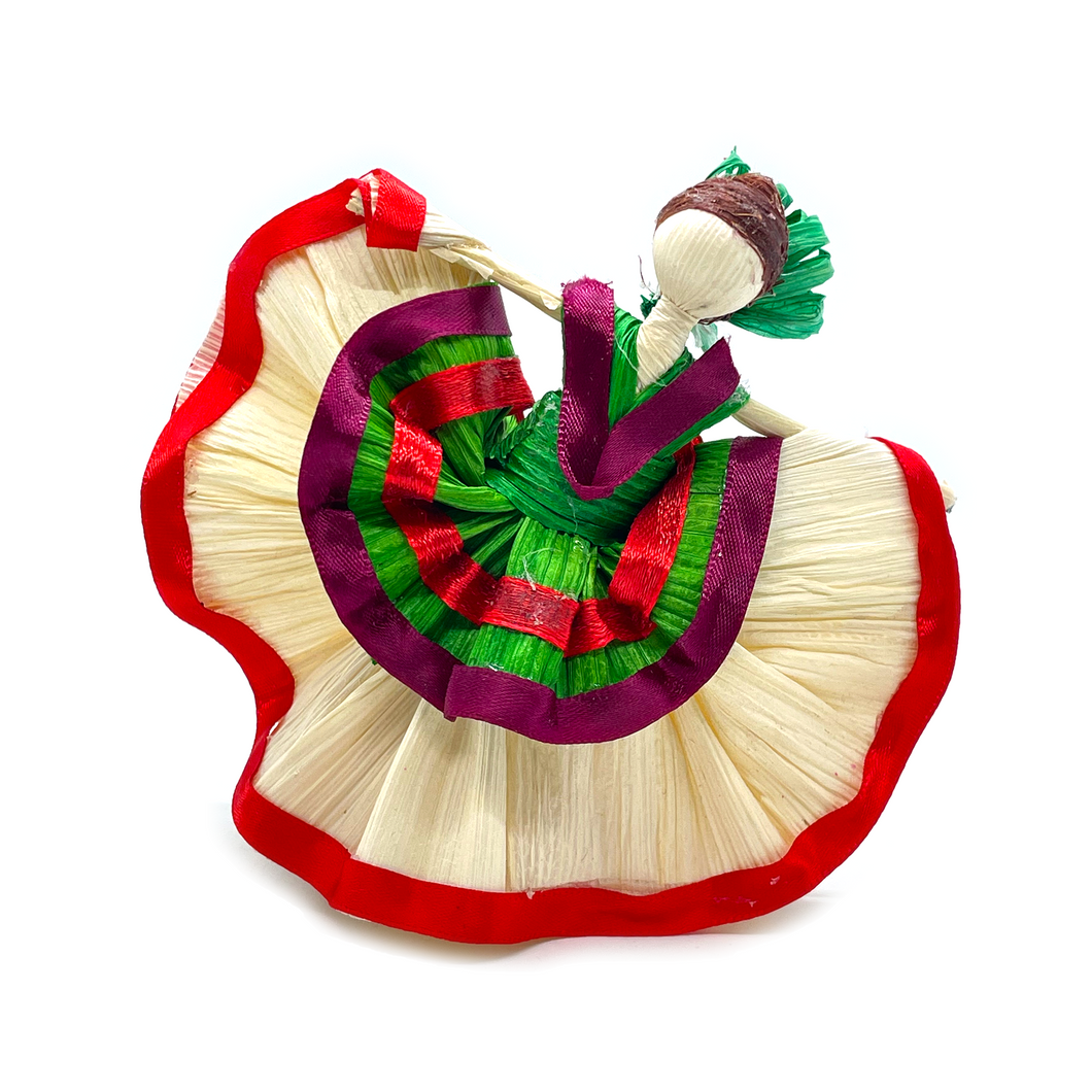 Handmade Mexican Corn Husk Tamal Folklorico Dancer Doll Art & Decor Mexico LA Natural  