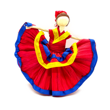 Load image into Gallery viewer, mexican handmade corn husk tamal folklorico dance dolls center pieces and party favors