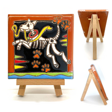 Load image into Gallery viewer, Handmade Clay Tile and Stand - Dog - Lets go for a walk!
