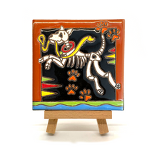 Load image into Gallery viewer, Handmade Clay Tile and Stand - Dog - Lets go for a walk!