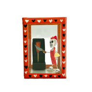 Handmade Window Shadow Box Nicho - See Through Series  - Taquero Shadow Boxes Mexico CC Red  