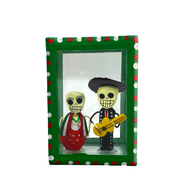 Handmade Window Shadow Box Nicho - See Through Series  - Pareja Folklorico Shadow Boxes Mexico CC Green  