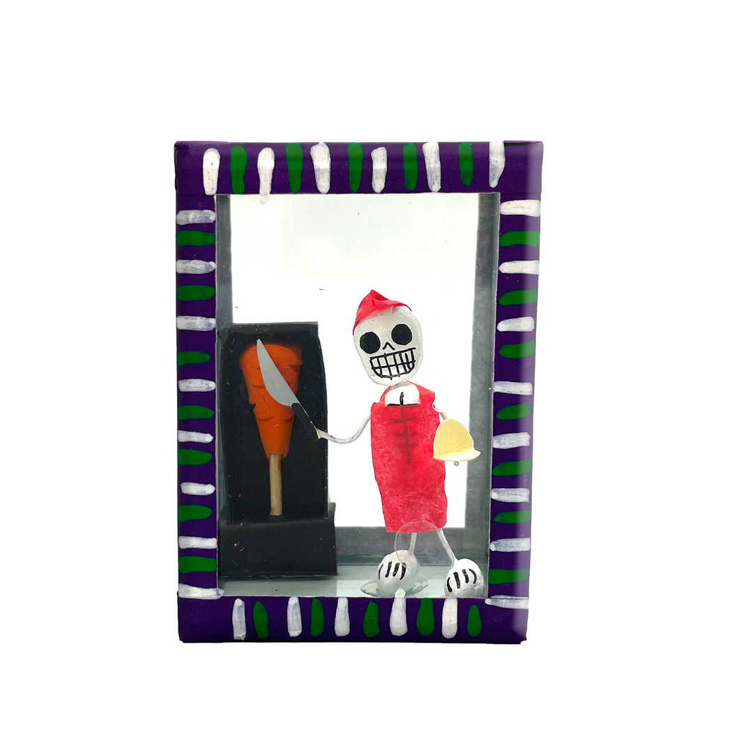 Handmade Window Shadow Box Nicho - See Through Series  - Taquero Shadow Boxes Mexico CC Purple  