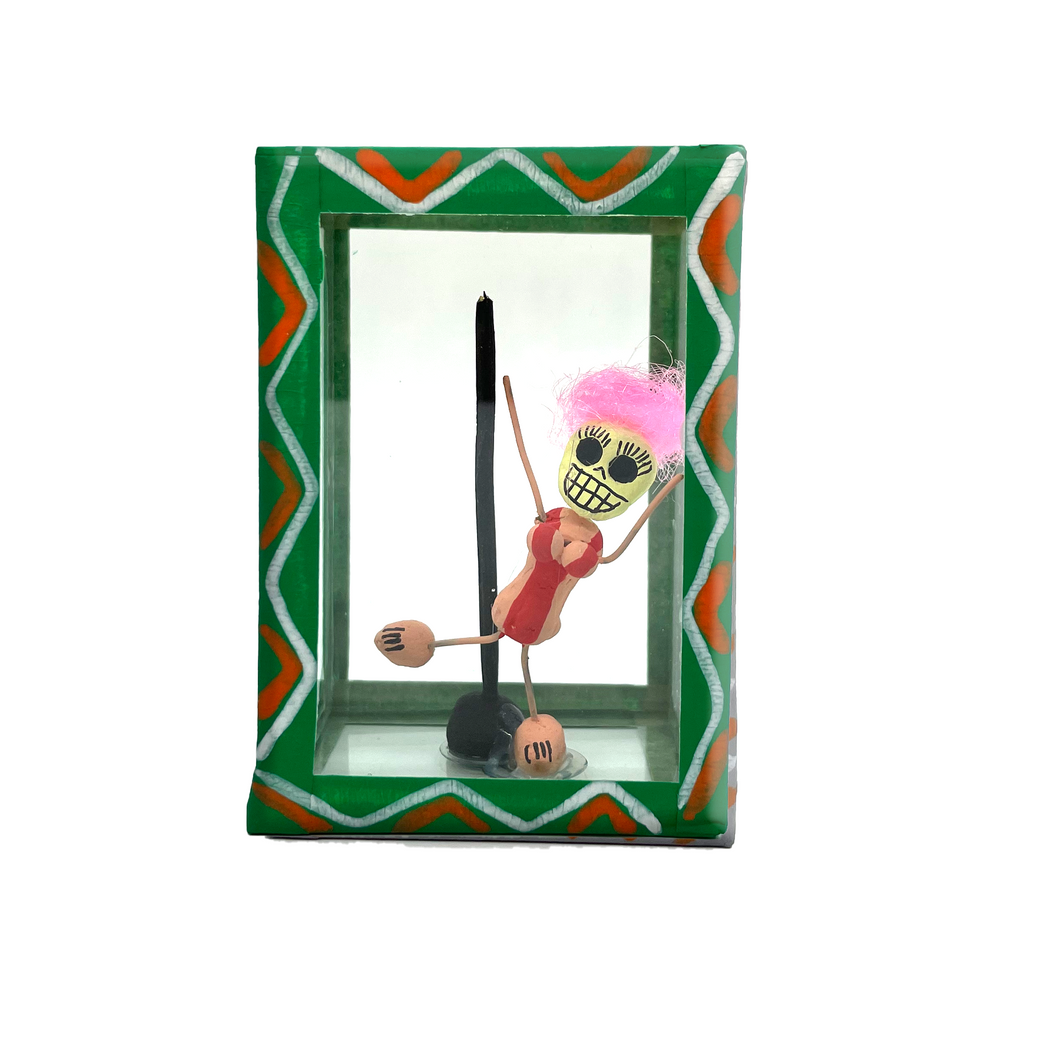 Handmade Window Shadow Box Nicho - See Through Series  - Coquetona Shadow Boxes Mexico CC Green  