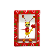 Handmade Window Shadow Box Nicho - See Through Series  - Chapulin Colorado Shadow Boxes Mexico CC Red  
