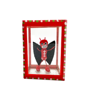 Handmade Window Shadow Box Nicho - See Through Series  - Diablito Shadow Boxes Mexico CC Red  