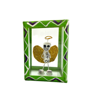 Handmade Window Shadow Box Nicho - See Through Series  - Angelito Shadow Boxes Mexico CC Green  