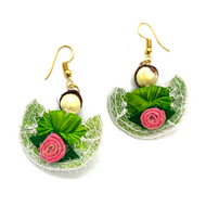 Handmade Mexican Earrings - Corn Husk Tamal Folklorico Dancer Jewelry Mexico Lime  